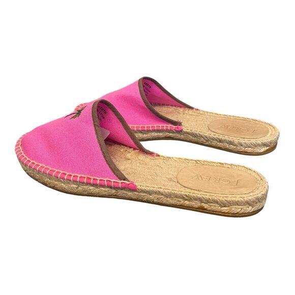 J. Crew Hot Pink Canvas Slip On Mules with Embroidered Palm Trees Sz 8 - Picture 5 of 9